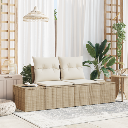 Trädgårdsoffa med kudde Beige 184 x 62 x 69 cm konstrotting