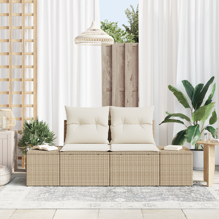 Trädgårdsoffa med kudde Beige 184 x 62 x 69 cm konstrotting
