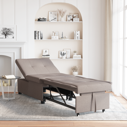 Pull Out Sofa Bed Taupe 194 x 50 x 82 cm tyg