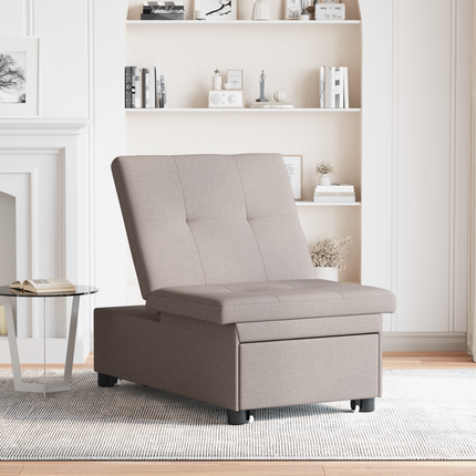 Pull Out Sofa Bed Taupe 194 x 50 x 82 cm tyg