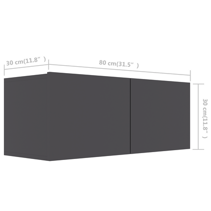 | TV-skåp | Grå 80 x 30 x 30 cm Konstruerat trä