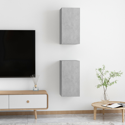 | Vägg TV Skåp | 2 pcs Betonggrå 30.5 x 30 x 60 cm Konstruerat trä