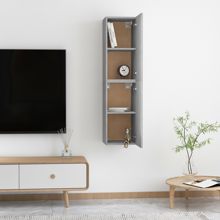 | Vägg TV Skåp | 2 pcs Betonggrå 30.5 x 30 x 60 cm Konstruerat trä