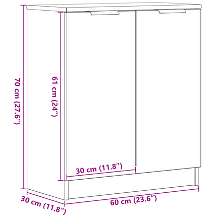 Sideboard Svart Ek 60 x 30 x 70 cm Konstruerat trä