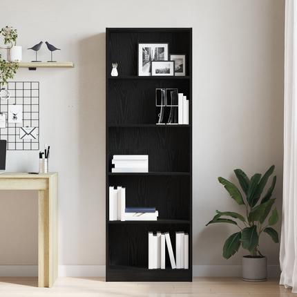 Hyllsystem Svart Ek 60 x 24 x 176 cm Konstruerat trä