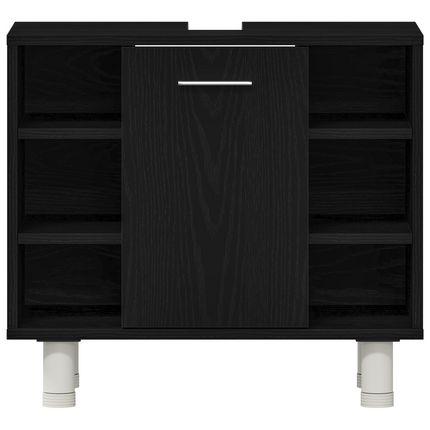Badrumsskåp med hylla Svart Ek 60 x 32 x 54 cm Konstruerat trä