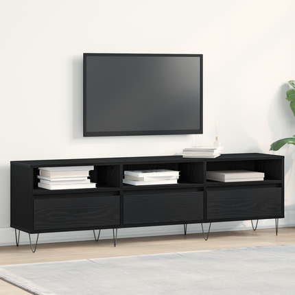 TV-skåp 150 x 30 x 44,5 cm Svart Ek Konstruerat trä