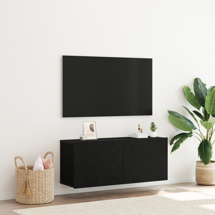 TV-bänkset 100 x 30 x 41 cm Svart Ek Konstruerat trä