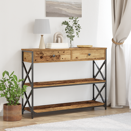 Konsol Bord med låda med hylla Gammalt trä 100 x 28 x 75 cm