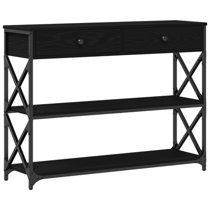 Konsol Bord med låda med hylla Svart ek 100 x 28 x 75 cm