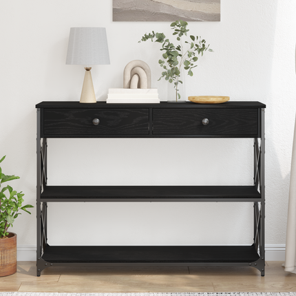 Konsol Bord med låda med hylla Svart ek 100 x 28 x 75 cm