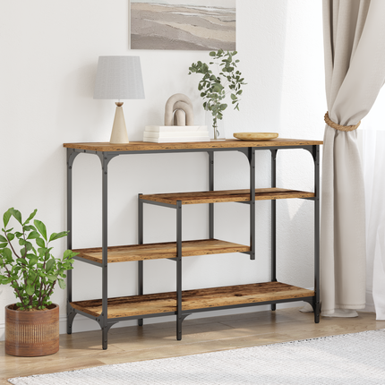 Konsolbord med hylla med lagring Gammalt trä 100 x 35 x 75 cm