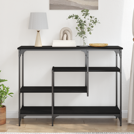 Konsolbord med hylla med lagring Svart ek 100 x 35 x 75 cm