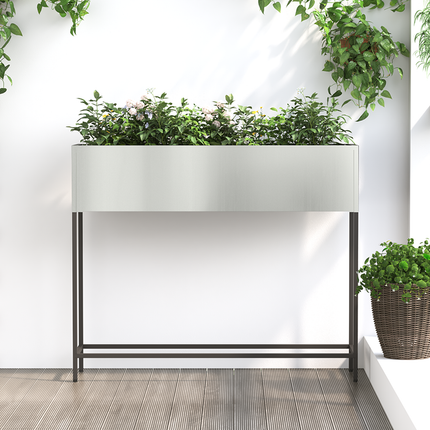 Höjdträdgårdsplanterare Silver 100 x 26 x 82 cm