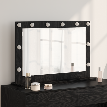Smink Spegel Svart Ek 80 x 15 x 18 cm Glas och konstruerat trä