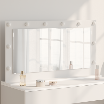 Smink Spegel Vit 100 x 55 x 18 cm Glas och konstruerat trä