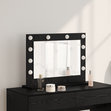 Smink Spegel Svart Ek 60 x 45 x 18 cm Glas och konstruerat trä