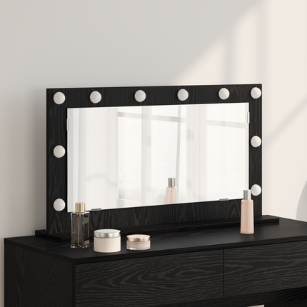 Smink Spegel Svart Ek 80 x 45 x 18 cm Glas och konstruerat trä