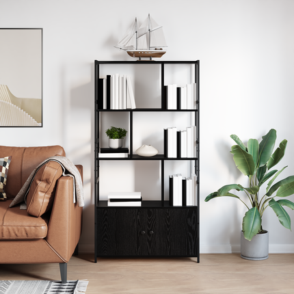 Hyllsystem 80 x 30 x 155,5 cm Konstruerat trä Svart Ek