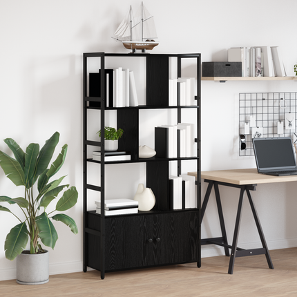 Hyllsystem 80 x 30 x 155,5 cm Konstruerat trä Svart Ek