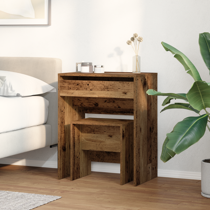 Sminkbord 2 st Gammalt trä 60 x 40 x 75 cm Konstruerat trä