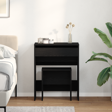 Sminkbord 2 st Svart ek 60 x 40 x 75 cm Konstruerat trä