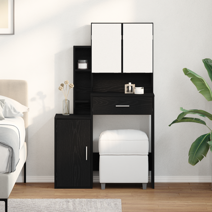 Smyckebord Svart Ek 80 x 35 x 132 cm Konstruerat trä