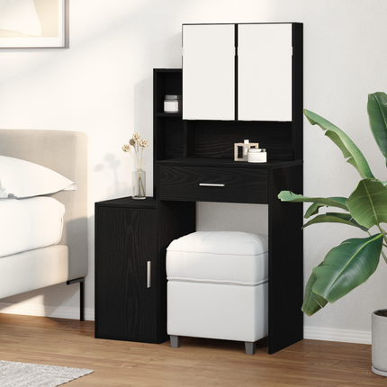Smyckebord Svart Ek 80 x 35 x 132 cm Konstruerat trä