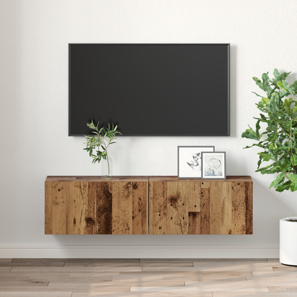 TV-bänkset 2 st Flerfärgsdesign Konstruerat trä